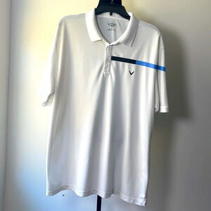 Callaway Mens Polo Golf Blue Stripe Short Sleeve Size XXL